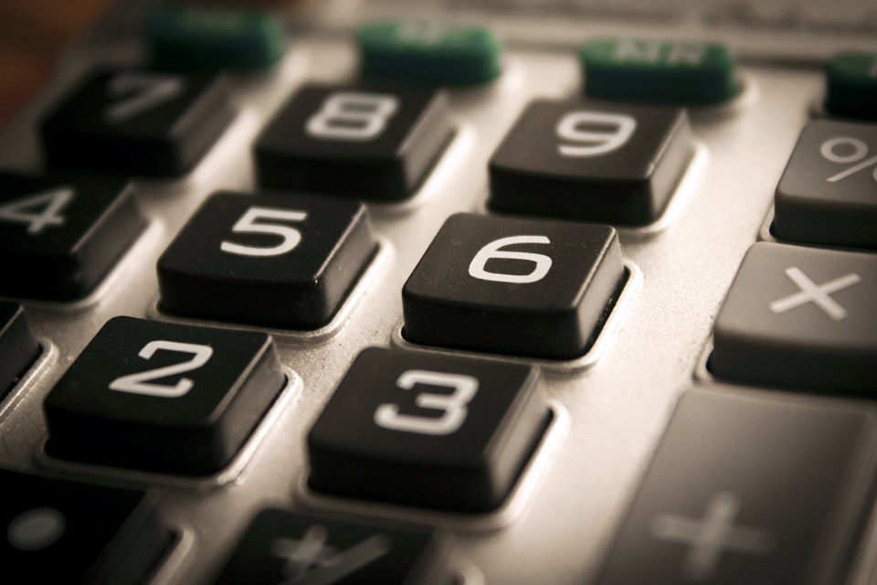 Keyboard close up, focusing on number keypad.